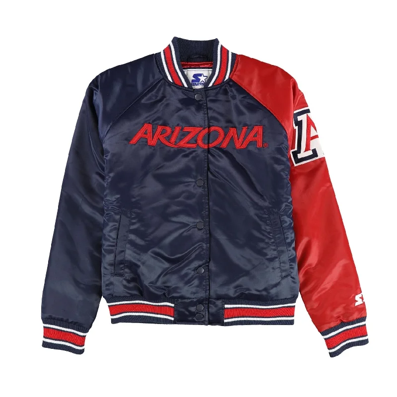 women's belted trench coat -STARTER Womens University of Arizona Satin Varsity Jacket, Blue, Small