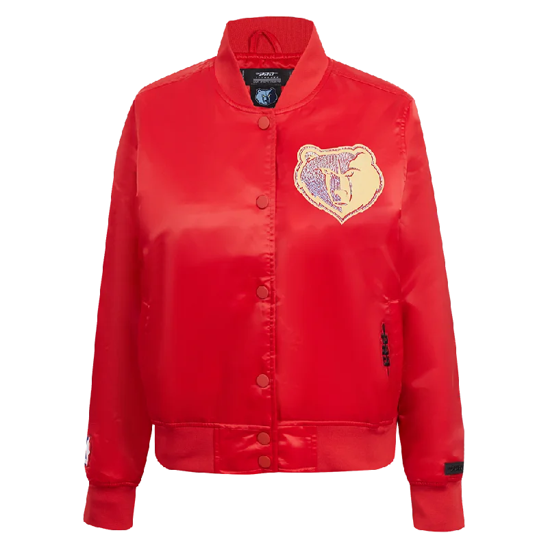 lightweight packable jacket for women -NBA MEMPHIS GRIZZLIES CITY EDITION WOMEN'S 24-25 SATIN JACKET (RED)