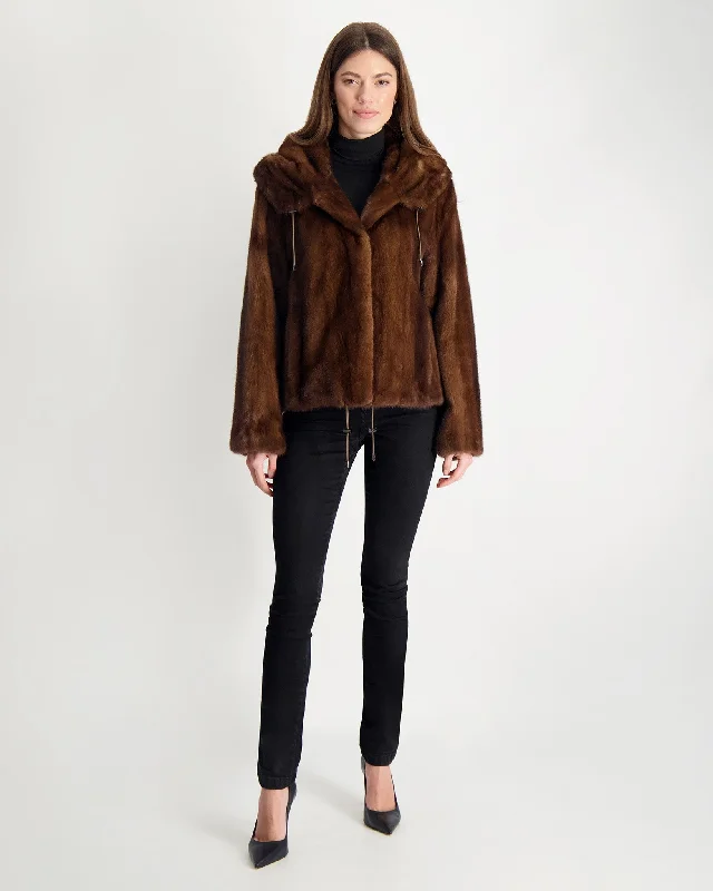 stylish knit jacket for women -Mink Parka