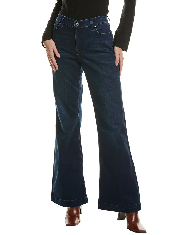 classic straight-fit jeans for women -7 For All Mankind Dojo Blue Black Santiago Trouser