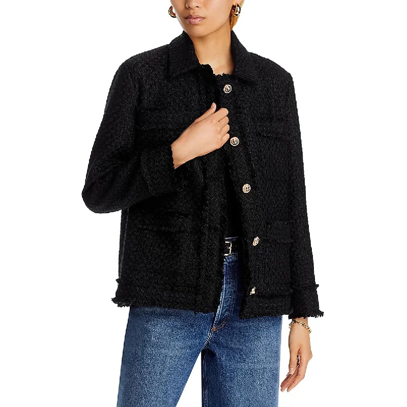 casual coats for women -Aqua Womens Tweed Collar Shirt Jacket