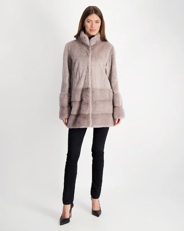 fitted wool blend coat for women -Sheared Mink Jacket