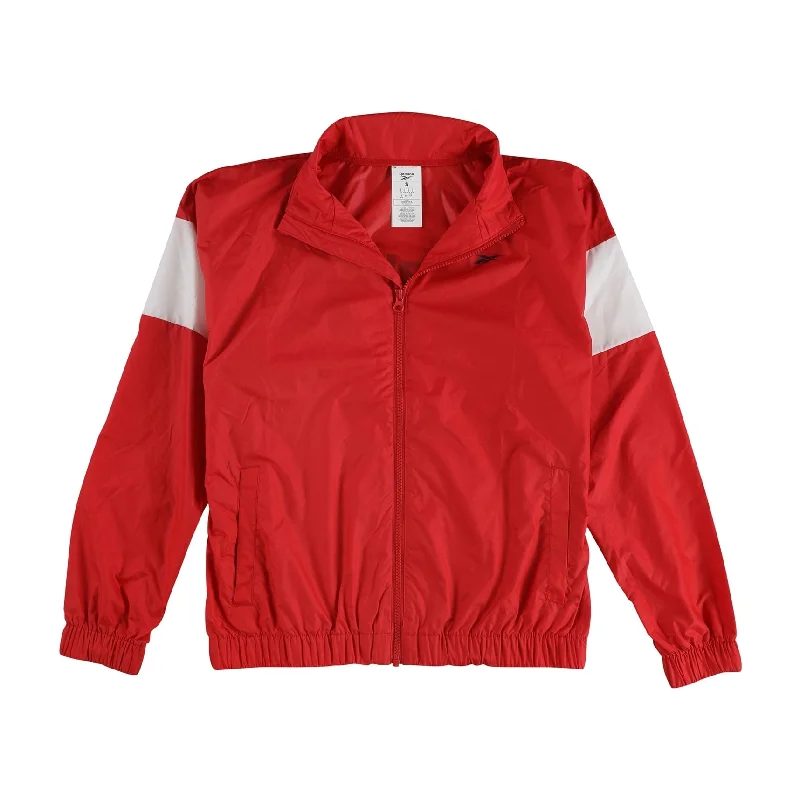 women's travel-friendly jacket -Reebok Womens Training Essentials Linear Logo Windbreaker Jacket, Red, Small