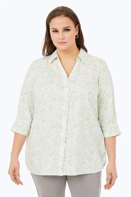 women's square neck short sleeve blouse -Meryl Plus No Iron Coast to Coast Shirt