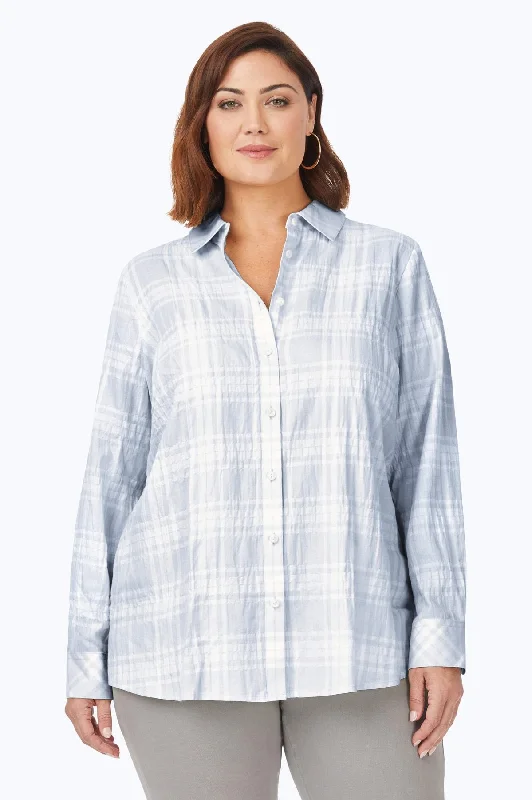 Soft Blue Pucker Spring Plaid