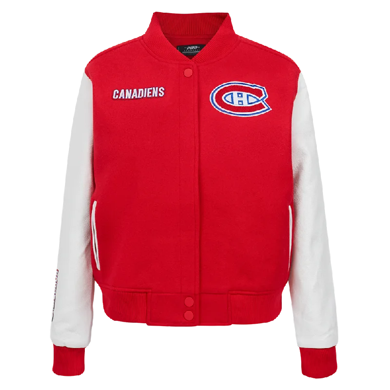 stylish leather jacket for women -NHL MONTREAL CANADIENS CLASSIC WOMEN'S WOOL VARSITY JACKET (RED/WHITE)