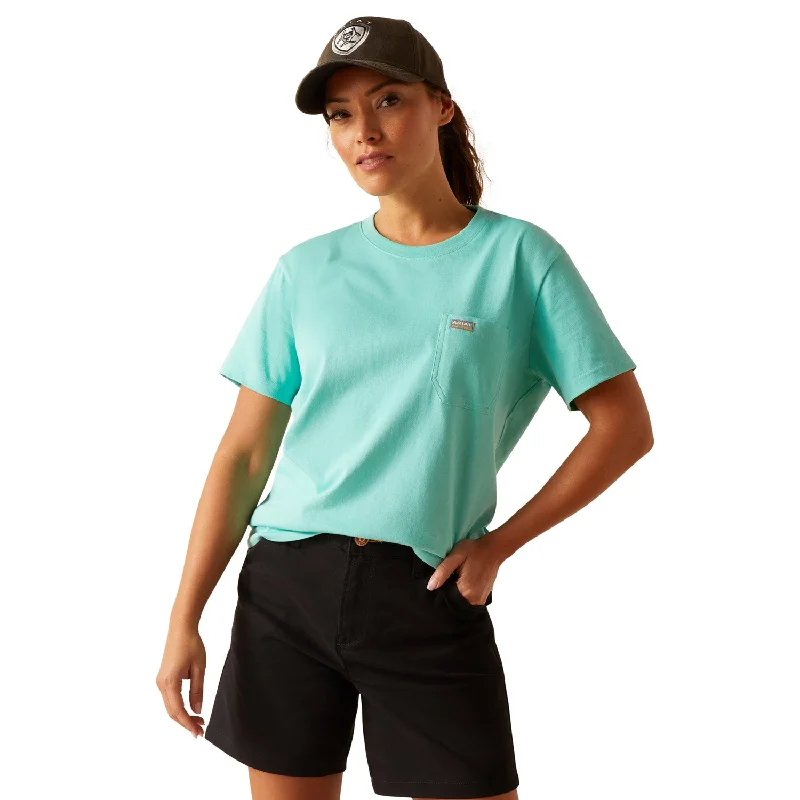 workout-friendly short sleeve tops for women -Ariat Women's Rebar CottonStrong Pocket T-Shirt