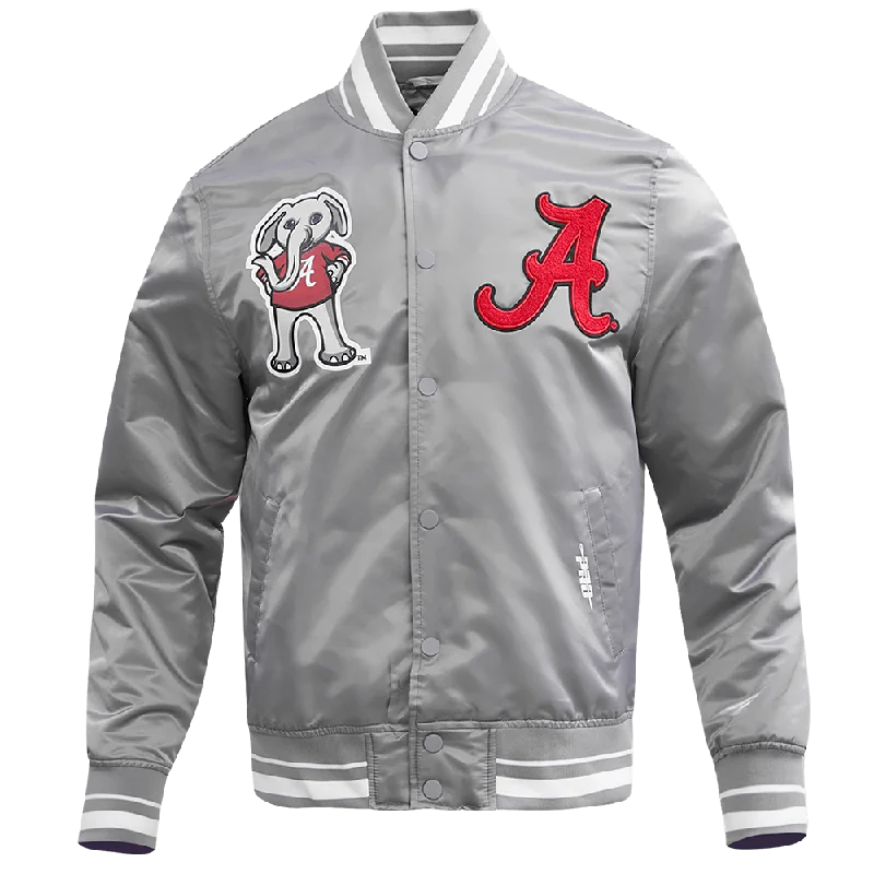 cozy teddy coat for ladies -UNIVERSITY OF ALABAMA CLASSIC RIB SATIN JACKET (GRAY)