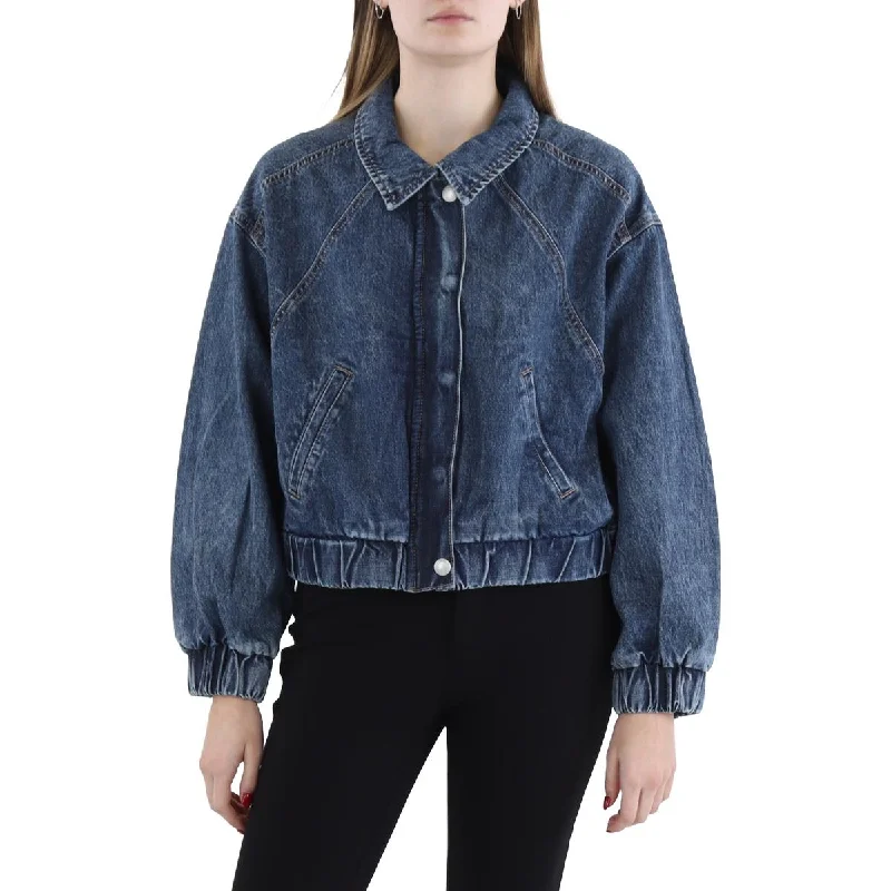 casual coats for women -[BLANKNYC] Womens Collar Denim Denim Jacket