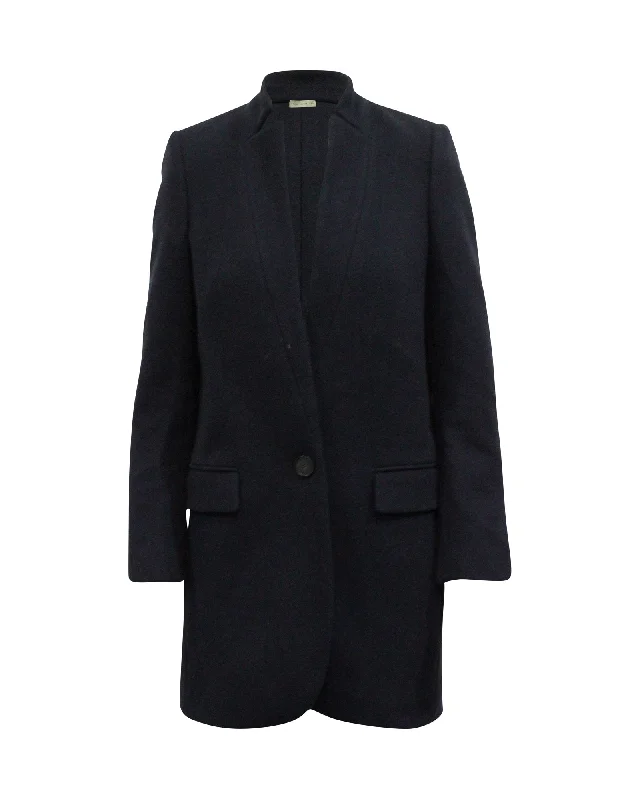 women's relaxed fit blazer -Stella Mccartney Bryce Coat in Navy Wool