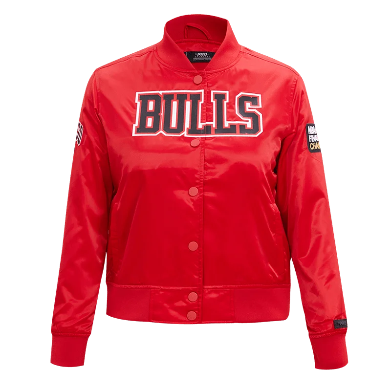 luxury designer winter coat for women -NBA CHICAGO BULLS CLASSIC WOMEN'S SATIN JACKET (RED)