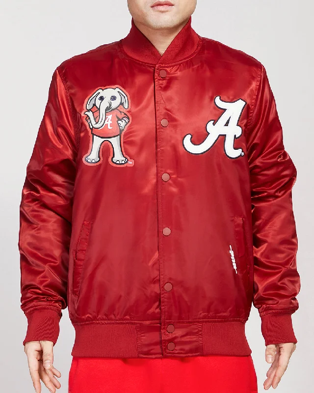 warm shearling coat for women -UNIVERSITY OF ALABAMA CLASSIC SATIN JACKET (CARDINAL RED)