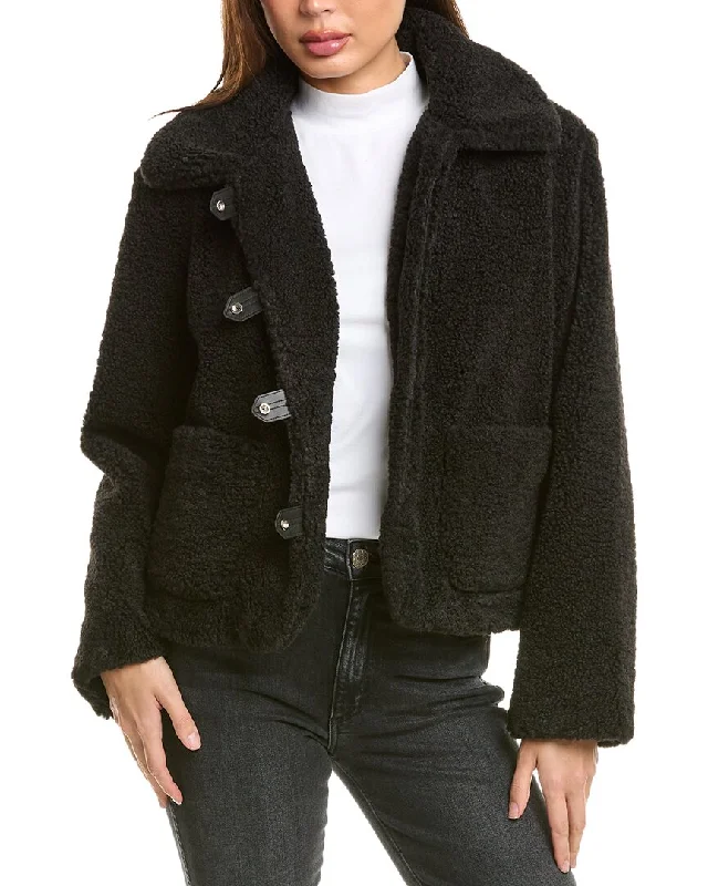 ladies' waterfall drape coat -Noize Frieda Short Puffer Jacket