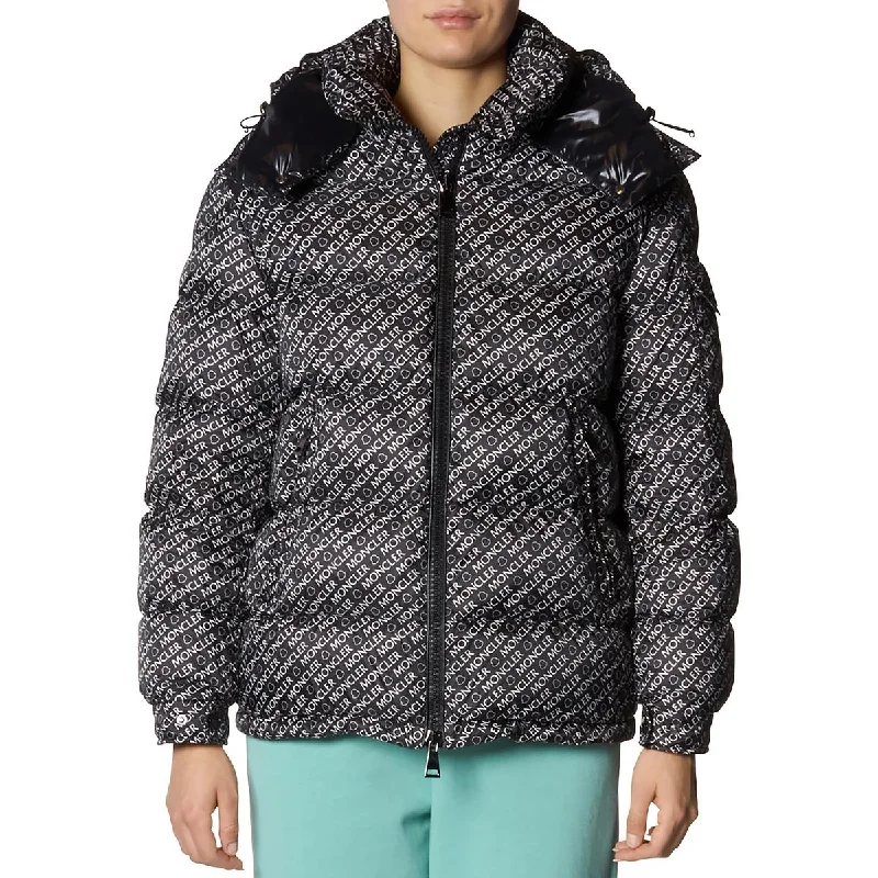 ladies' waterfall drape coat -Moncler Womens Embossed Down Puffer Jacket