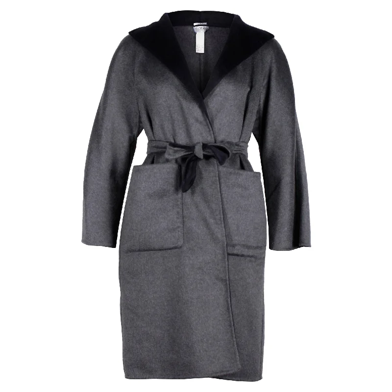 oversized women's coat -Max Mara Reversible Lilia Coat in Grey and Black Cashmere