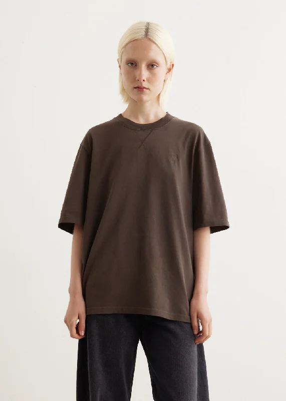 women's collared short sleeve blouse -Boxy T-Shirt