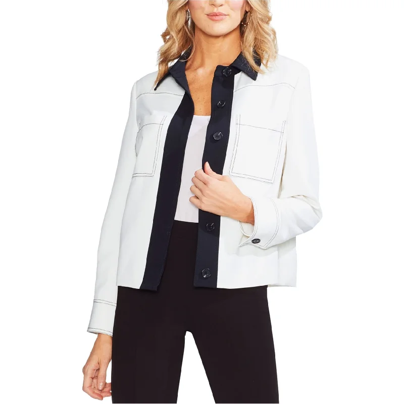 casual coats for women -Vince Camuto Womens Colorblocked Jacket, Off-White, 4