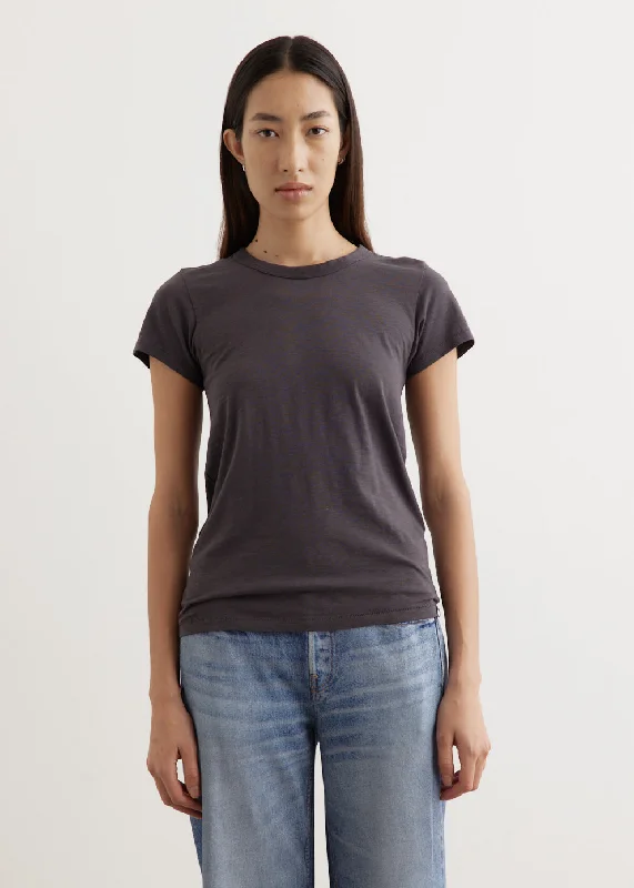 women's ruched short sleeve blouse -Slub T-Shirt