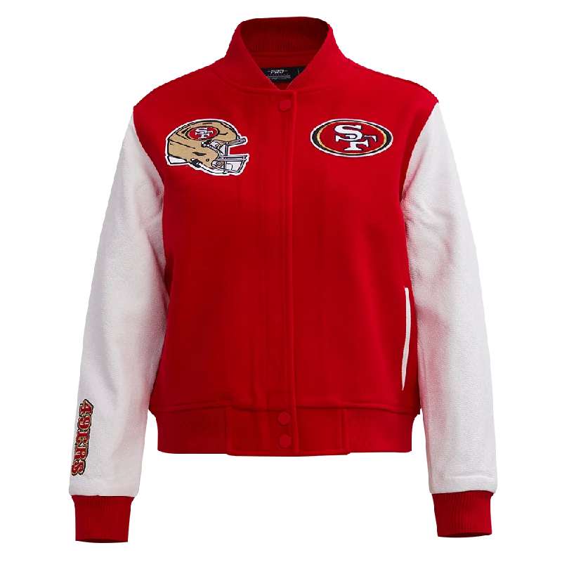 versatile trench coat for ladies -NFL SAN FRANCISCO 49ERS CLASSIC WOOL WOMEN'S VARSITY JACKET (RED/WHITE)