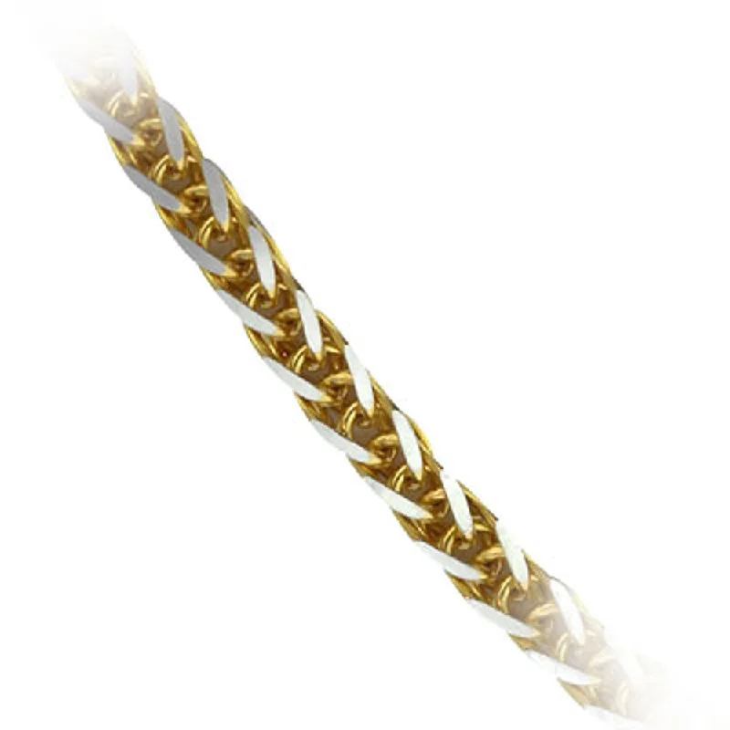 women's thermal long coat -14k Yellow and White 2-Tone Gold Italian Wheat Chain 1.24mm wide 19.5 inch long