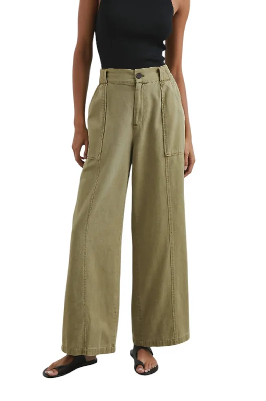 loose cargo-style jeans for ladies -Greer Pants In Canteen