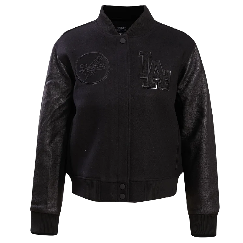 ladies' faux suede jacket -MLB LOS ANGELES DODGERS TRIPLE BLACK WOOL WOMEN'S VARSITY JACKET (TRIPLE BLACK)