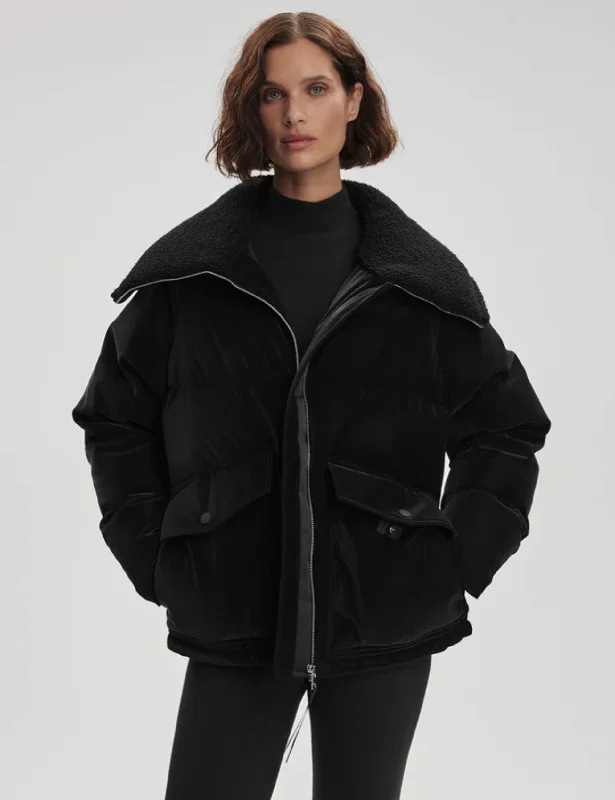 military-style coat for women -Roseville Down Jacket - Black