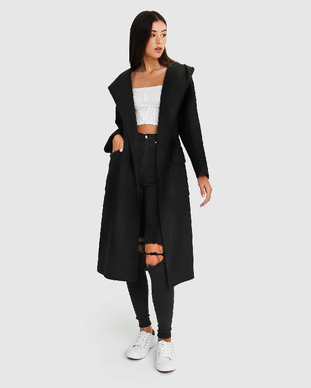 women's oversized corduroy jacket -Runaway Wool Blend Robe Coat