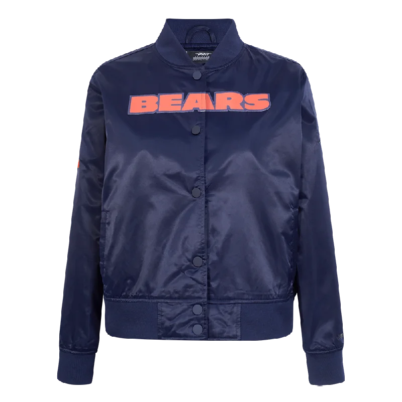 military-style coat for women -NFL CHICAGO BEARS CLASSIC WOMEN'S SATIN JACKET (MIDNIGHT NAVY)