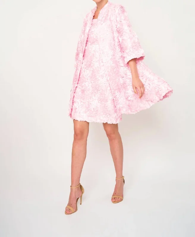 classic women's wool coat -Bonita Coat In Floral Lace Pink