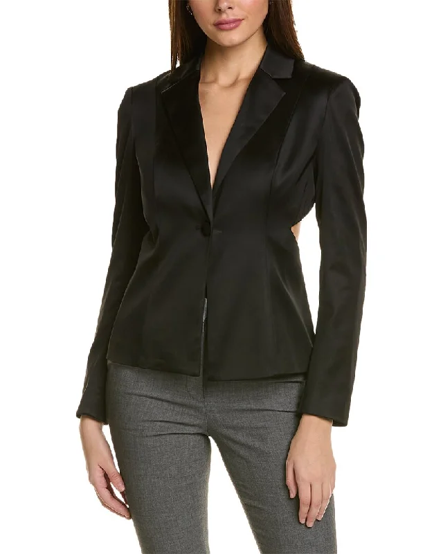 lightweight packable jacket for women -Donna Karan Cutout Tux Jacket