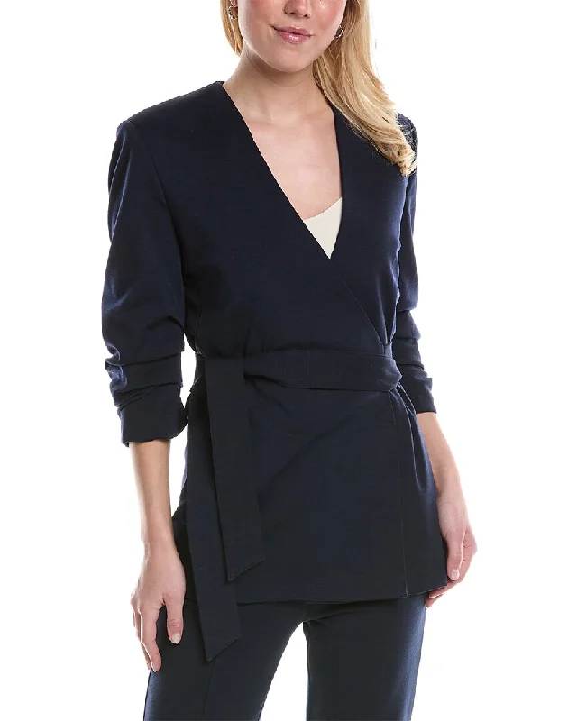 double-layered long coat for women -Halston Bexley Wool-Blend Jacket