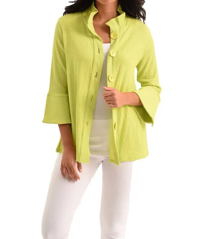 women's outdoor fleece jacket -Kara 3/4 Jacket In Lime