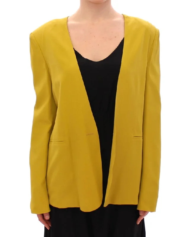 ladies' faux suede jacket -Lamberto Petri Mustard  Silk Blazer Women's Jacket