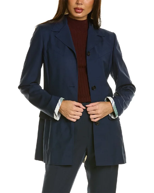 urban style cropped puffer jacket -LANVIN Silk-Trim Wool & Mohair-Blend Jacket