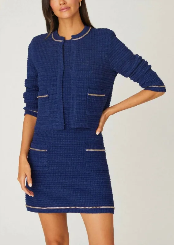 women's winter coat -Maeve Knit Jacket In Deep Blue