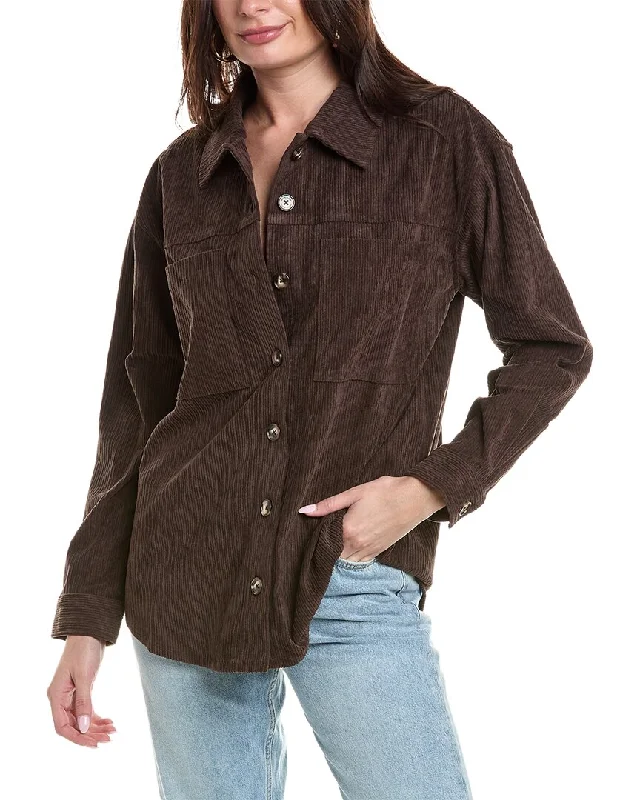 women's sherpa-lined jacket -Monrow Corduroy Shacket