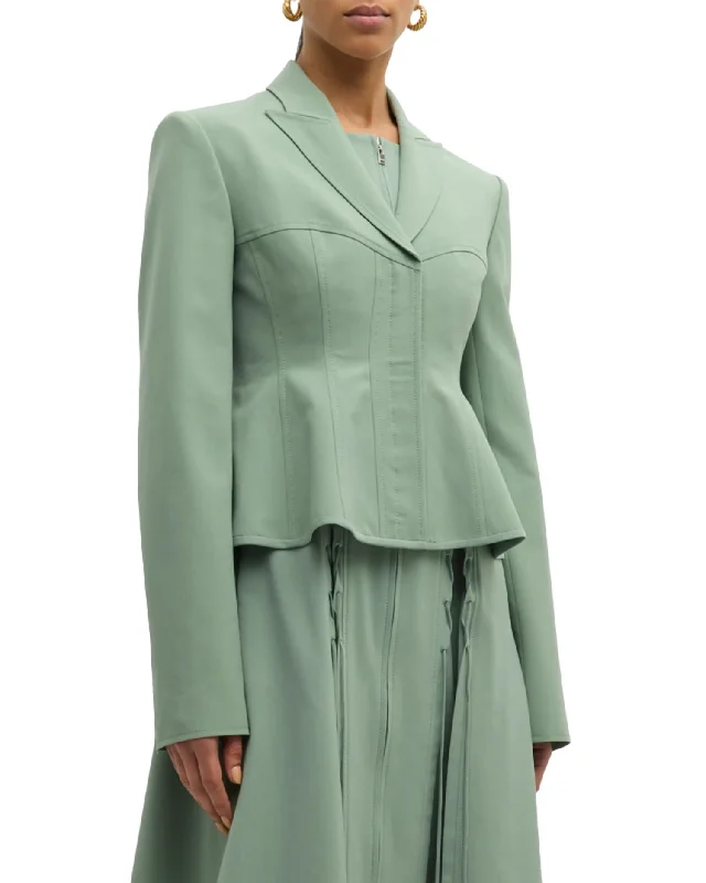 women's winter coat -Peplum Corset Jacket In Sage Green