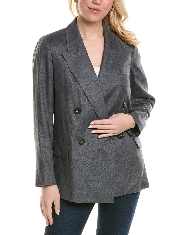 warm down coat for women -Peserico Linen & Wool-Blend Jacket