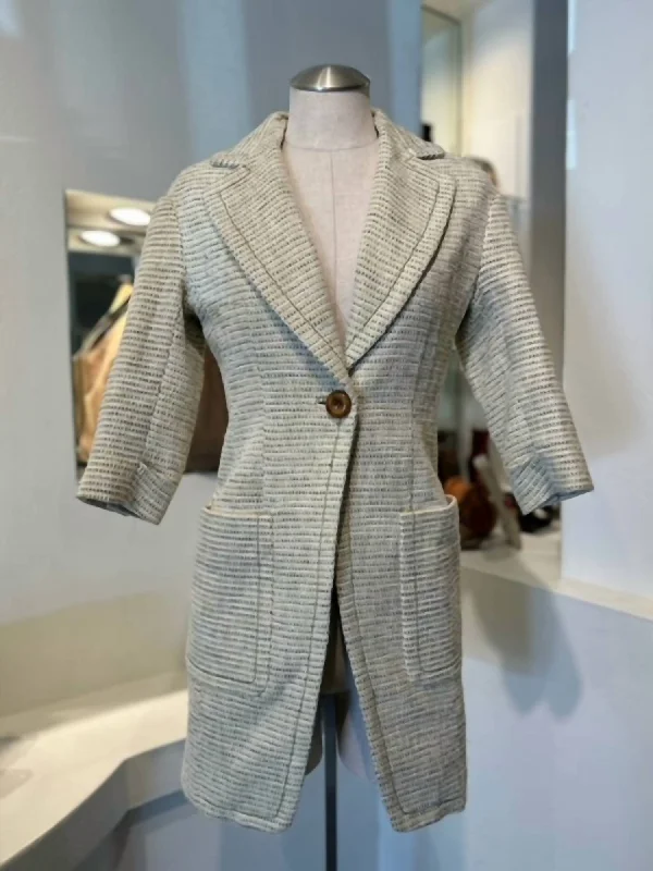 warm alpaca wool coat for ladies -Rawsilk Tweed Coat In Twinkle