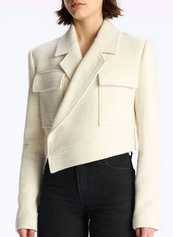 sleek satin bomber jacket for women -Reeve Jacket In Buttercream