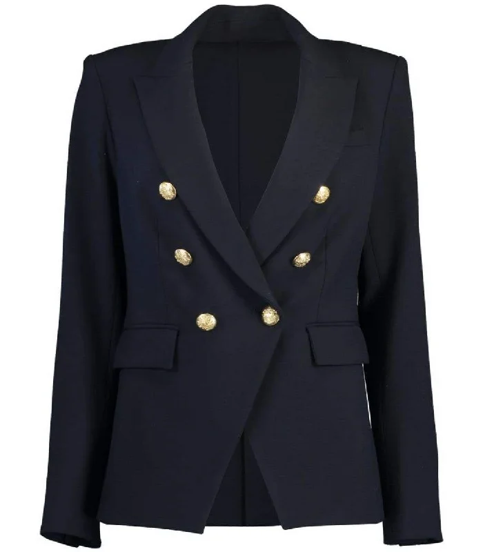 oversized women's coat -Veronica Beard Women's Navy Blue Dickey Classic Double Breasted Jacket Blazer