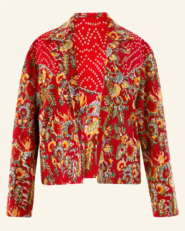 ladies' designer overcoat -Women's Dune Rosemary Print Jacket In Red