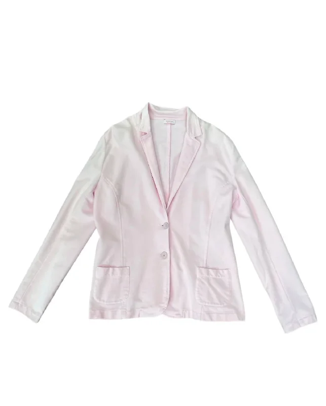 cropped wool blazer for women -Women's Knit Peak Lapel Blazer In Pink