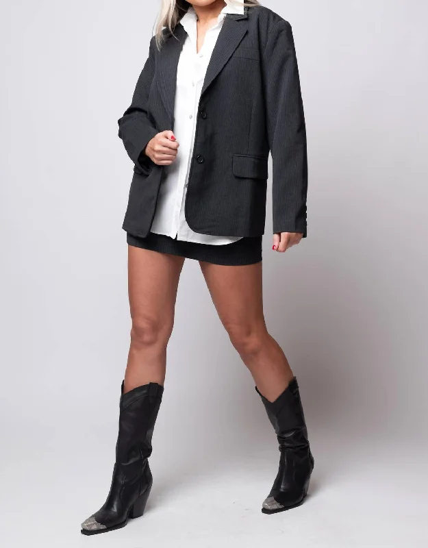 women's fur-trimmed parka -Women's Laken Blazer In Charcoal