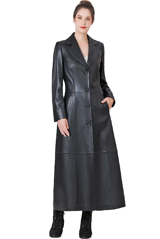 women's faux fur coat -BGSD Monogram Collection Women Lambskin Leather Maxi Coat