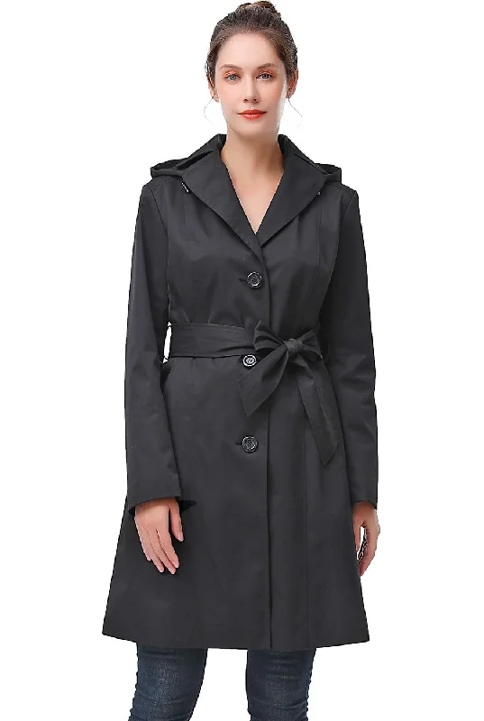 women's classic pea coat -BGSD Women Aleah Waterproof Hooded Trench Coat