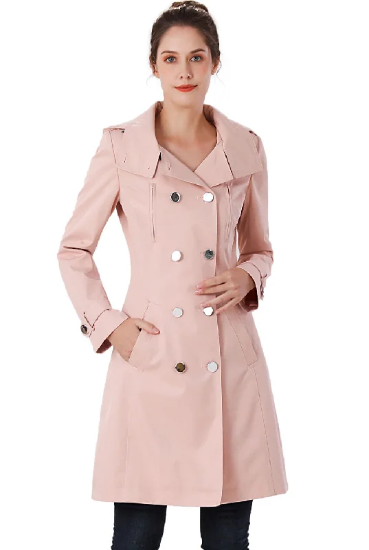 classic trench raincoat for women -BGSD Women Amari Waterproof Hooded Trench Coat