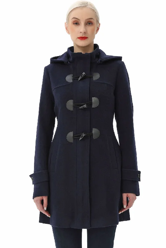 oversized women's coat -BGSD Women Ava Toggle Hooded Duffle Wool Coat