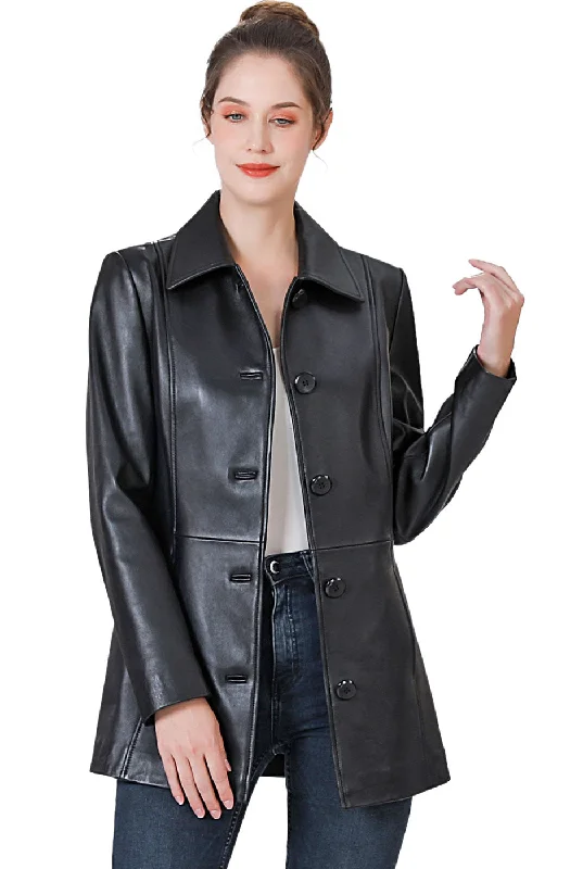 winter-ready women's parka -BGSD Women Dana Lambskin Leather Car Coat